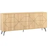 Image de Buffet 4 Portes Bois Clair Motif Géométrique Kuzako 184cm