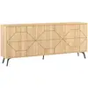 Image de Buffet 4 portes bois clair motif géométrique kuzako 184cm Buffet
