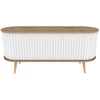 Image de Meuble Tv Bois Clair 2 Portes Coulissantes Blanches Stary 140cm