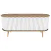 Image de Meuble tv bois clair 2 portes coulissantes blanches stary 140cm Natera