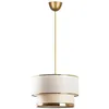 Image de Suspension en métal - D.30 x H. 65 cm - Doré et beige - RAYONA
