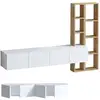 Image de Meuble tv suspendu 4 portes blanc et étagère chêne l182 cm - pana 393MRD1283