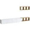 Image de P a meuble tv 100 % mélamine blanc, chêne 393MRD1284