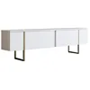 Image de CALICOSY - Meuble TV 2 portes rabattables L180 cm - LUXE - Blanc/ Or