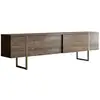 Image de Meuble Tv Moderne 2 Portes Battantes En Bois Et Pieds En Acier Taky 180cm-marron/doré