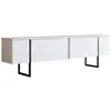 Image de CALICOSY - Meuble TV 2 portes rabattables L180 cm - LUXE - Blanc/ Noir