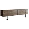Image de CALICOSY - Meuble TV 2 portes rabattables L180 cm - LUXE - Noyer/ Noir