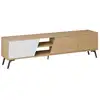 Image de Meuble tv 3 portes et 2 niches décor chêne et blanc l180 cm - fiona 776HMS3107