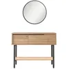 Image de Console Fixe Avec Miroir Bois Et Rotin Zenax 160cm-chêne Clair