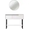 Image de Console Fixe Avec Miroir Bois Et Rotin Zenax 160cm-blanc