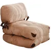 Image de Canapé Lit 1 Place Pliable Camel Velours Côtelé 80 X 70 X 60 Cm