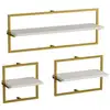 Image de Étagère murale en bois yeso - 80 x 20 x 30 cm - blanc, or