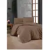Image de Parure De Lit - 1 Housse De Couette 220 X 240 Cm + 2 Taies D'oreiller 60 X 60 Cm - 100% Coton Renforcé - Brun