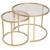 Image de Ensemble de 2 tables gigognes rondes en métal et verre aurum doré avec verre bronze 857NRD1101