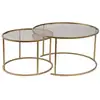 Image de Ensemble de 2 tables gigognes rondes en métal et verre auruma doré avec verre bronze 857NRD1102