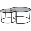 Image de Ensemble de 2 tables gigognes rondes en métal et verre auruma noir avec verre gris 857NRD1107