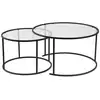 Image de Ensemble de 2 tables gigognes rondes en métal et verre auruma noir avec verre transparent 857NRD1109