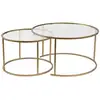 Image de Ensemble de 2 tables gigognes rondes en métal et verre auruma doré verre transparent 857NRD1110