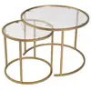 Image de Ensemble de 2 tables gigognes rondes en métal et verre aurum doré verre transparent 857NRD1111