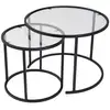 Image de Ensemble de 2 tables gigognes rondes en métal et verre aurum noir avec verre transparent 857NRD1112
