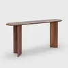 Image de Console d'entrée design minimal ovale sira - marron noyer