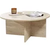 Image de Table Basse Soleil - 100% MELAMINE - Travertin - 40 x 90 x 90 cm