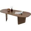 Image de Table Basse Ovalis - 100% MELAMINE - Noyer - 40 x 65 x 130 cm