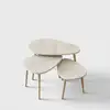 Image de Set de tables basses de salon en mdf avec pieds en bois alvin - beige