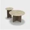 Image de Lot de tables basses rondes en bois private - beige