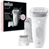 Image de Braun Epilatore Donna Silk-épil 7 SE7-041 Wet & Dry 40 Pinzette MicroGrip Senza Fili Bianco/Argento