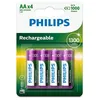 Image de Pack de 4 piles rechargeable Philips AA LR6 1300 mAh