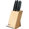 Image de Advantage - Bloc Bois Naturel 5 Pièces Lames Inox Avec Porte Tablette