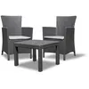 Image de Keter Salon de jardin Rosario 2 fauteuils et table aspect rotin résistant aux intempéries graphite