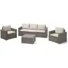 Image de Salon de jardin en imitation résine tressée allibert avec table basse - 5 personnes - california - beige CALIF5POLYCAPPU