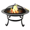 Image de Brasero À Bois Cheminée D'extérieur Fire Bowl Acier Ø 75.5 X H57 Cm Chauffage Extérie