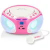 Image de Lenco SCD-650PK - Radio FM et lecteur CD/MP3/USB portable avec microphone et effets lumineux - Rose