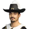 Image de Chapeau mousquetaire adulte - BOLAND - Feutrine noire - Plume blanche - Boucle dorée