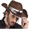 Image de BOLAND - Chapeau de cowboy texan adulte - Marron - Bandeau impression peau de vache tachetée