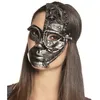 Image de Masque Capillaire - BOLAND - Demi-Masque Robot Steampunk - Argent Noir - Engrenages et Tuyaux