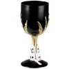 Image de Verre à pied en plastique noir et or Halloween - Noir