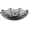 Image de Corbeille décorative Halloween - BOLAND - Toile d'araignée - Plastique noir - Diamètre 27 cm
