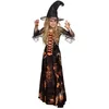 Image de Déguisement de sorcière des ténèbres pour fille - Sorcellerie - Robe noire et orange - Polyester