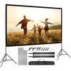 Image de Écran de Projection avec Trépied VISULAPEX 100 Pouces Écran Vidéoprojection Portable 4K HD 16: 9 léger Facile à Installer