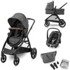 Image de MAXI-COSI Trio Poussette 3 en 1 ZeliaS Nacelle+Siège auto Cabriofix S iSize+Sac à langer+habillage pluie 0-22Kg Dark grey