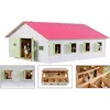 Image de Écurie de chevaux - KIDS GLOBE - 7 box à cheveux - Bois et simili - Rose et blanc