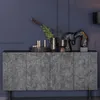 Image de Buffet 4 portes 160x40x83 cm en bois de manguier et métal noir