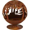 Image de Brasero rond en métal rouillé forêt FF261