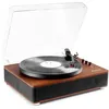 Image de Platine vinyle rétro hifi Fenton RP162D avec Bluetooth et haut-parleurs - Marron / Bois Noyer
