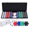 Image de Set de poker - Malette en métal argentée - 500 jetons 115g - 2 jeux de cartes - Accessoires inclus