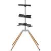 Image de Quadpod Tv Stand - Finition Bois Clair Et Métal - Orientable A 360° - Pour Tv 32'' A 75'' - 35kg Max